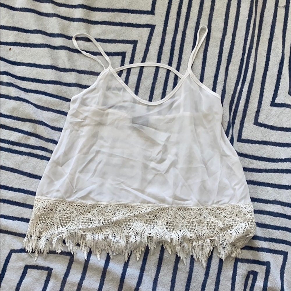 White top with lace bottom